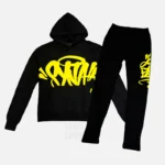 Black Syan World Tracksuit Yellow Logo